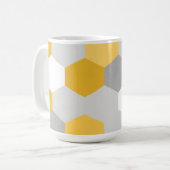 Mug Motif géométrique hexagonal gris jaune (Devant gauche)