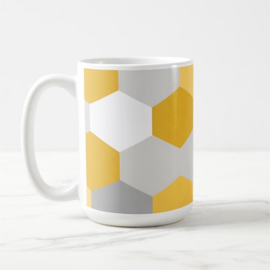 Mug Motif géométrique hexagonal gris jaune (Gauche)