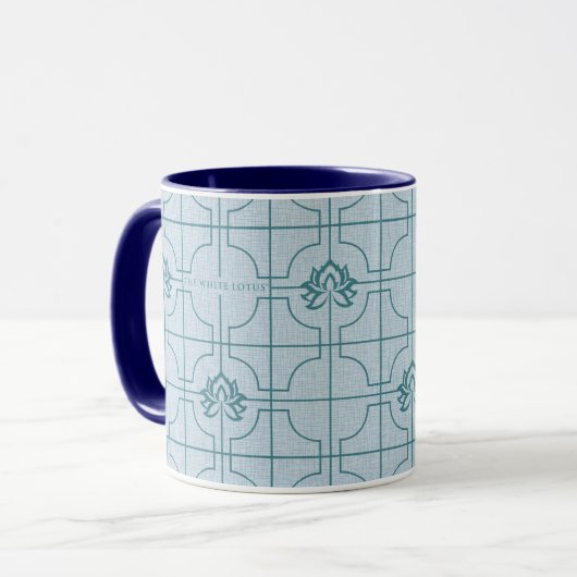 Mug Motif géométrique Lotus Grid - Le Lotus Blanc (Devant gauche)