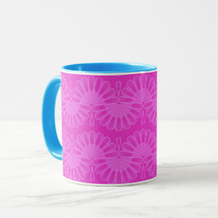 Mug motif géométrique lumineux néon rose