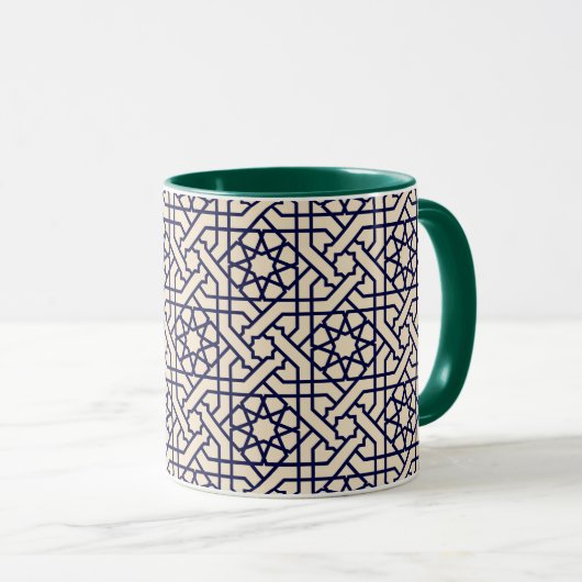 Mug Motif géométrique marocain bleu islamique (Devant droit)