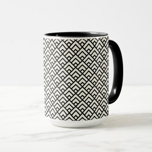 Mug Motif géométrique noir et blanc (Devant droit)