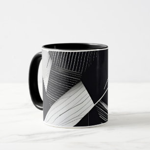 Mug Motif géométrique noir et blanc foncé Abstrait