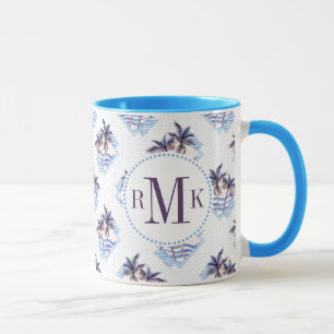 Mug Motif géométrique pourpre de palmier d'aquarelle