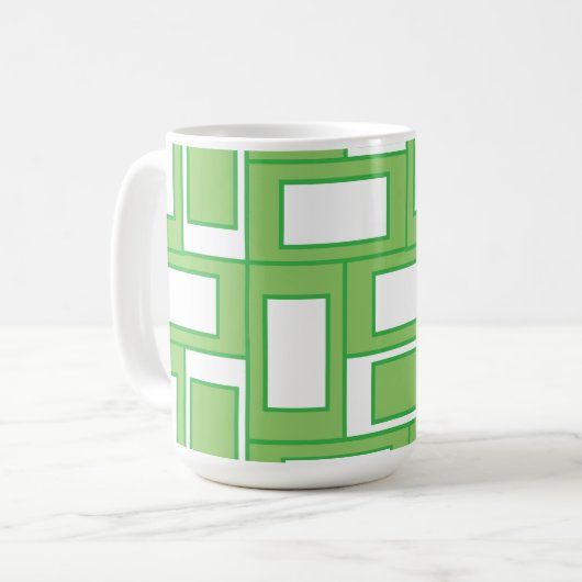 Mug Motif géométrique Rectangles blanches vertes (Devant gauche)