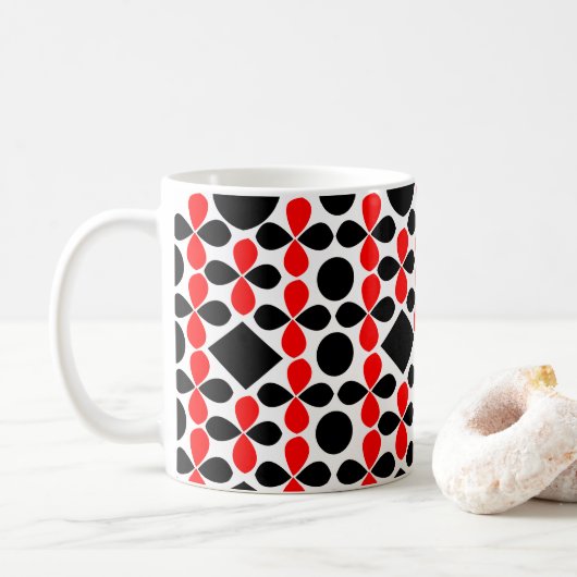 Mug Motif géométrique rouge noir (Avec donut)