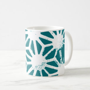 Mug motif géométrique turquoise et blanc