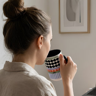 Mug Motif géométrique vert sauge personnalisé