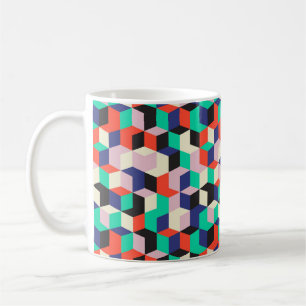 Mug motif géométrique vintage, en forme de losange.