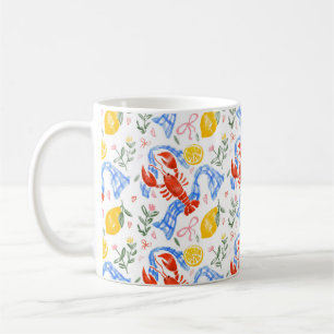 Mug Motif Gingham Été Italien Homard et Citron