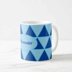 Mug Motif graphique moderne géométrique bleu avec no