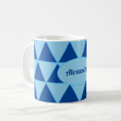 Mug Motif graphique moderne géométrique bleu avec nom (Devant gauche)