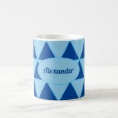Mug Motif graphique moderne géométrique bleu avec nom (Centre)