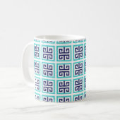 Mug Motif grec Navy Blue Aqua (Devant gauche)