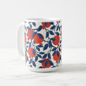 Mug Motif grenade, Vibrant Rouge & Bleu Botanique (Devant gauche)
