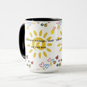 Mug Motif gribouillé inspirant soleil et papillons Com