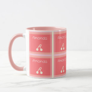 Mug Motif grille Cerise Votre Nom