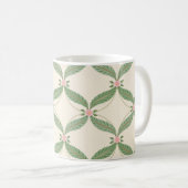 Mug Motif Grille Fleurs Feuilles simples (Devant droit)