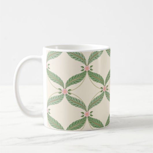 Mug Motif Grille Fleurs Feuilles simples (Gauche)