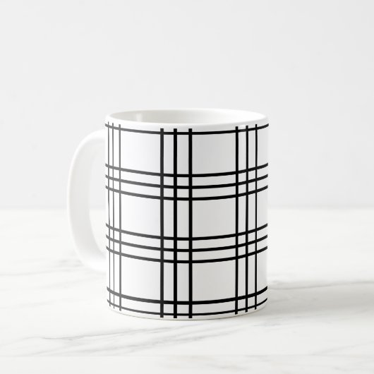 Mug Motif Grille noir et blanc (Devant gauche)