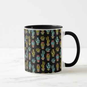 Mug Motif grunge foncé de cactus