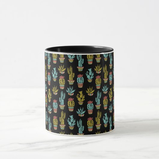 Mug Motif grunge foncé de cactus (Centre)