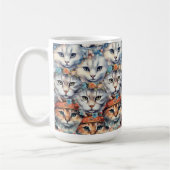 Mug Motif hexagonal de visages de chat (Gauche)