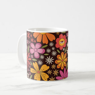 Mug Motif hippie psychédélique des années 70 avec fleu