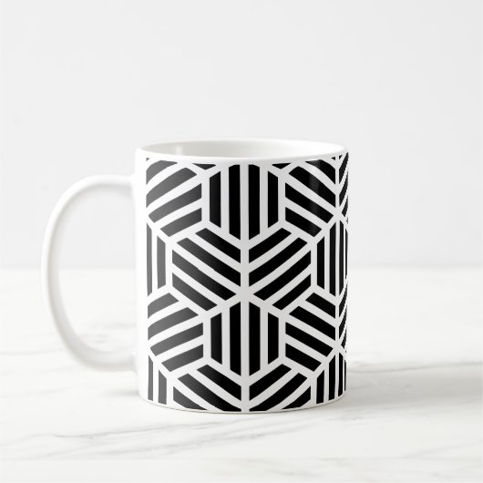 Mug Motif Honeycomb Hexagon noir blanc (Gauche)