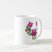 Mug Motif hongrois de broderie, "Matyó" - rose (Devant droit)