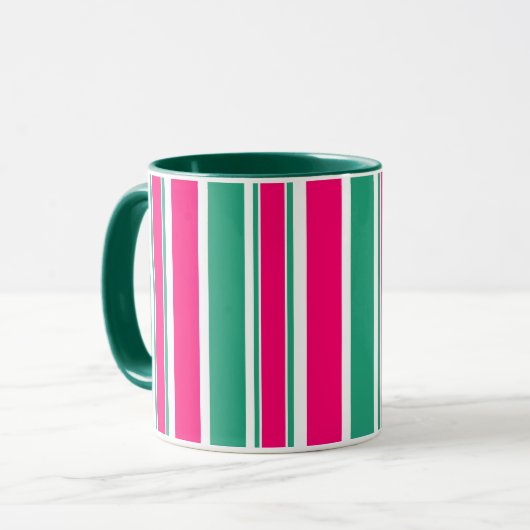Mug Motif horizontal rayé rouge et vert (Devant gauche)