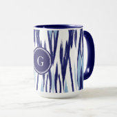Mug Motif ikat bleu et blanc chic (Devant droit)
