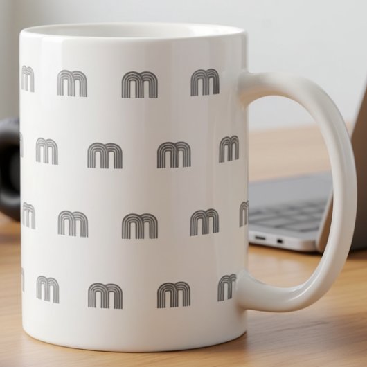 Mug Motif Initial Monogramme Moderne Minimal Noir