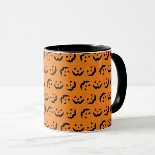 Mug Motif Jack-o'-lantern noir orange amusant Hallowee (Devant droit)