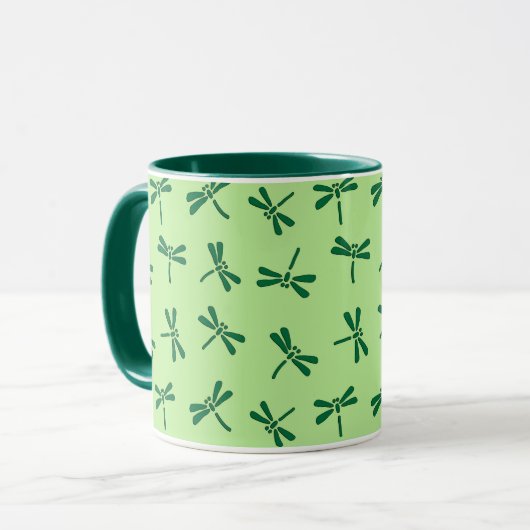 Mug Motif japonais de libellules, Jade vert clair (Devant gauche)