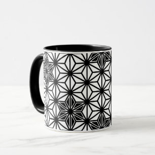 Mug Motif japonais étoile - blanc et noir