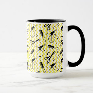 Mug Motif jaune d'outil de coiffeur