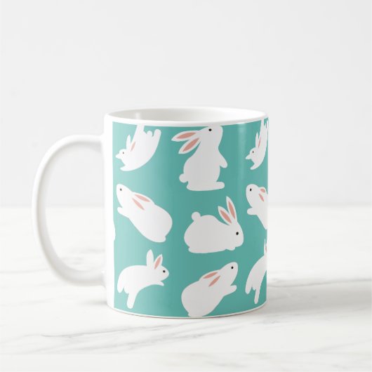 Mug Motif lapin mignon sur Turquoise (Gauche)