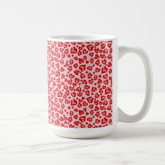 Mug Motif Léopard de Cœurs en Rouge sur Fond Rose (Droite)