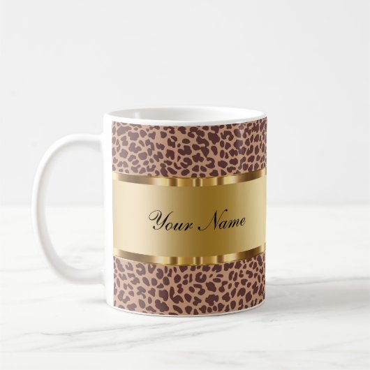 Mug Motif Leopard de la moisissure de café Monogramme (Gauche)