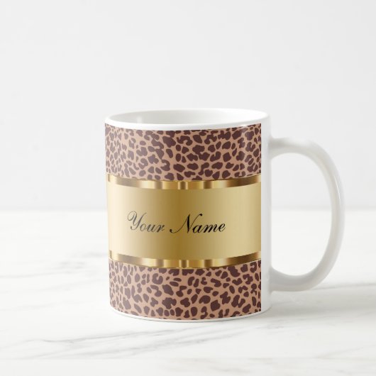 Mug Motif Leopard de la moisissure de café Monogramme (Droite)
