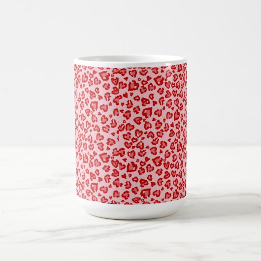 Mug Motif léopard des coeurs en rouge sur blush (Centre)