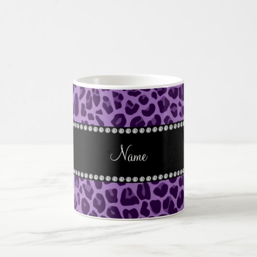 Mug motif léopard pourpre de nom personnalisé (Centre)