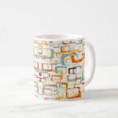 Mug Motif les années 70 Rétro Dans Les Tons Bleu Orang (Devant droit)