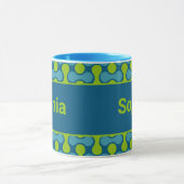 Mug Motif Lien Rétro Moderne en Bleu et Vert (Centre)