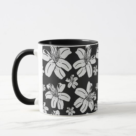 Mug Motif Lily noir et blanc (Gauche)