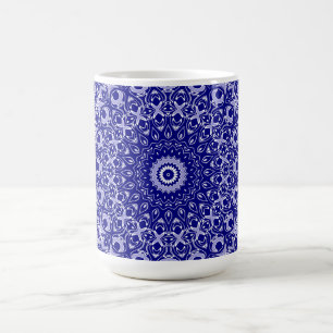 Mug Motif Mandala Bleu Nuit et Blanc