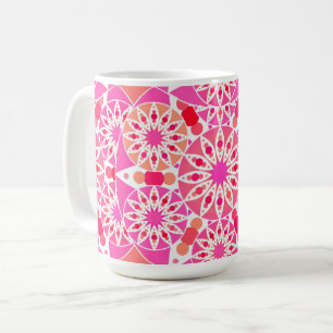Mug Motif mandala, nuances de rose et de corail
