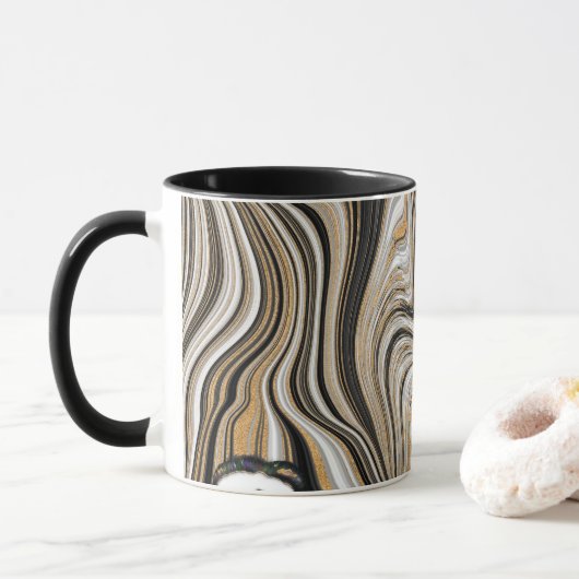 Mug Motif Marbre Doré (Avec donut)