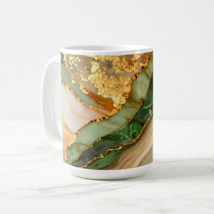 Mug Motif marbre vert et or
